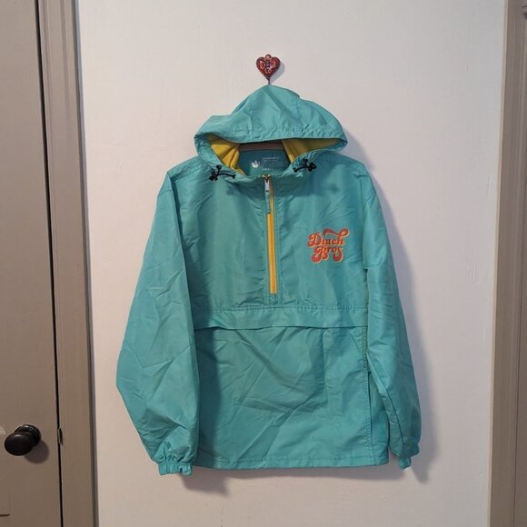 Dutch Bros 1/4 Zip Hooded Pullover Windbreaker Jacket Green Lightweight Small - Picture 3 of 8